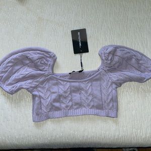 Prettylittlething Cable Knitted Puff Shoulder Top